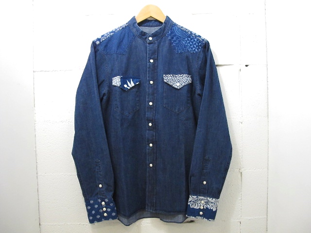 NEEDLES［ニードルズ］-BANDED COLLAR COWBOY SHIRT - INDIGO COMBO