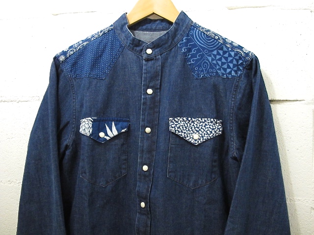 NEEDLES［ニードルズ］-BANDED COLLAR COWBOY SHIRT - INDIGO COMBO