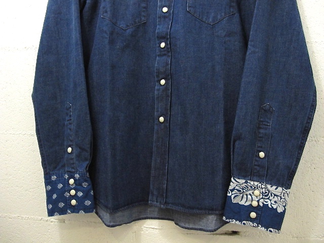 NEEDLES［ニードルズ］-BANDED COLLAR COWBOY SHIRT - INDIGO COMBO