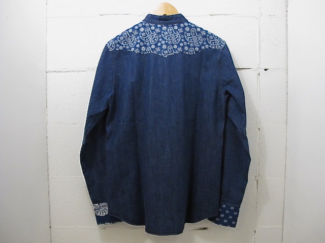 NEEDLES［ニードルズ］-BANDED COLLAR COWBOY SHIRT - INDIGO COMBO